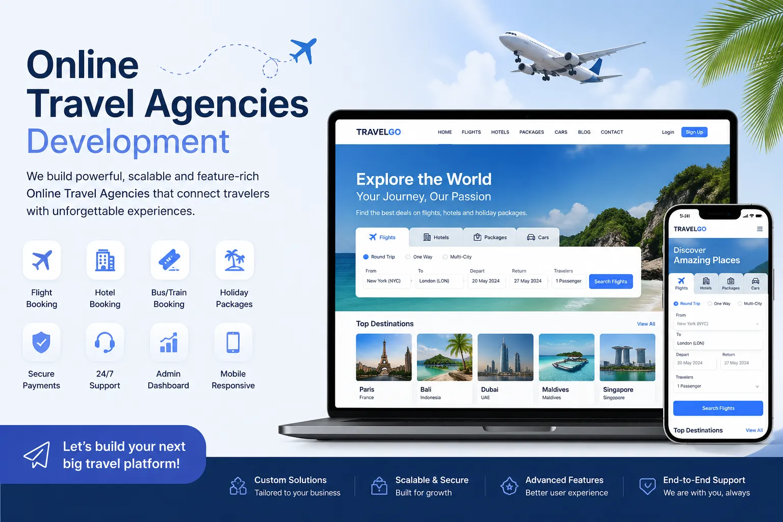 Online travel agencies development platform dashboard